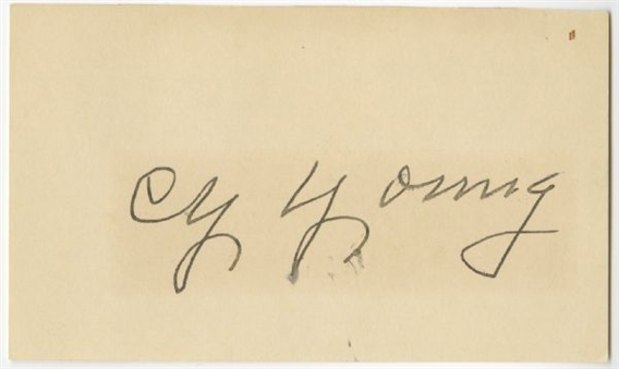 Cy Young Signed 3x5 Index Card